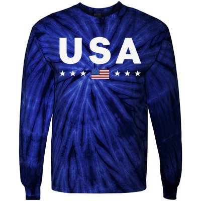 Usa Patriotic American Flag July 4th Tie-Dye Long Sleeve Shirt