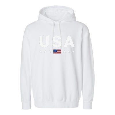 Usa Patriotic American Flag July 4th Garment-Dyed Fleece Hoodie