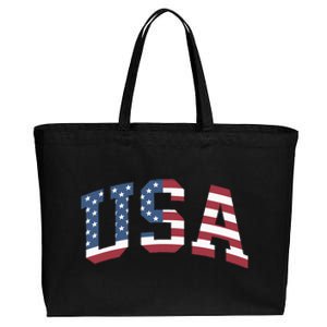 Usa Patriotic American Flag 4th Of July Cotton Canvas Jumbo Tote