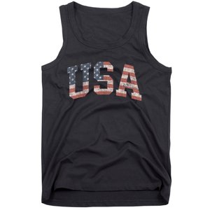 USA Patriotic American Flag Distressed Tank Top