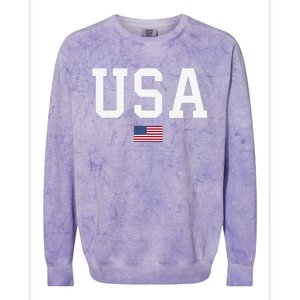 Usa Patriotic American Flag Colorblast Crewneck Sweatshirt