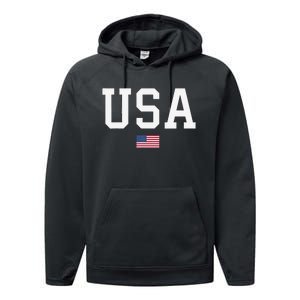 Usa Patriotic American Flag Performance Fleece Hoodie