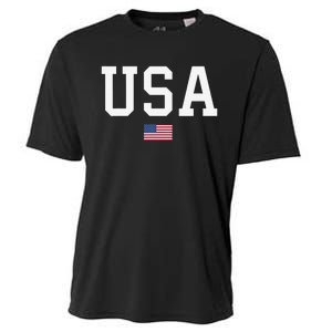 Usa Patriotic American Flag Cooling Performance Crew T-Shirt