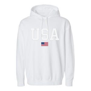 Usa Patriotic American Flag Garment-Dyed Fleece Hoodie