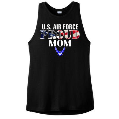 Us Proud Air Force Mom With American Flag Gift For Veteran Cool Gift Ladies PosiCharge Tri-Blend Wicking Tank