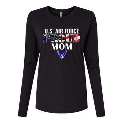 Us Proud Air Force Mom With American Flag Gift For Veteran Cool Gift Womens Cotton Relaxed Long Sleeve T-Shirt