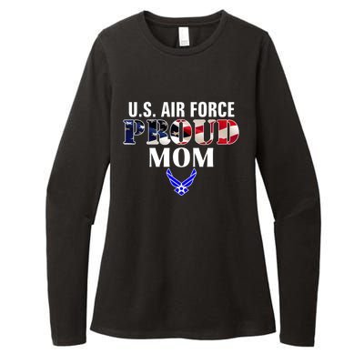 Us Proud Air Force Mom With American Flag Gift For Veteran Cool Gift Womens CVC Long Sleeve Shirt