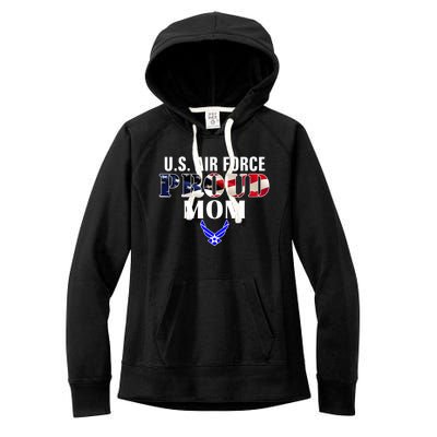 Us Proud Air Force Mom With American Flag Gift For Veteran Cool Gift Women's Fleece Hoodie