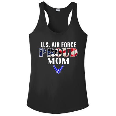 Us Proud Air Force Mom With American Flag Gift For Veteran Cool Gift Ladies PosiCharge Competitor Racerback Tank