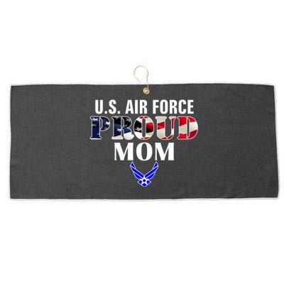 Us Proud Air Force Mom With American Flag Gift For Veteran Cool Gift Large Microfiber Waffle Golf Towel