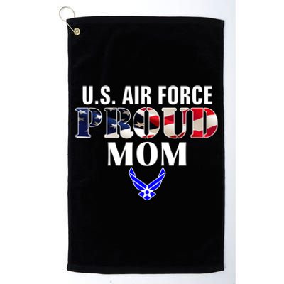 Us Proud Air Force Mom With American Flag Gift For Veteran Cool Gift Platinum Collection Golf Towel