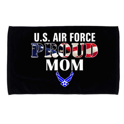 Us Proud Air Force Mom With American Flag Gift For Veteran Cool Gift Microfiber Hand Towel