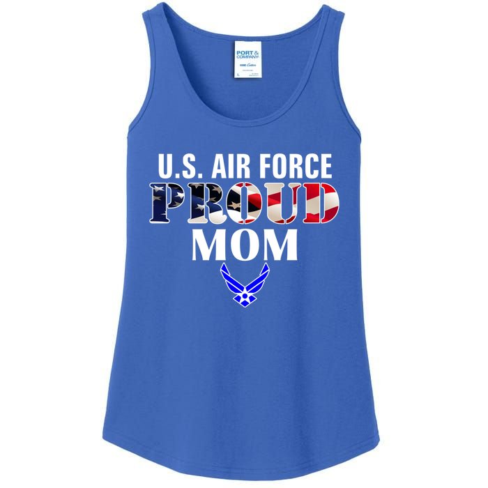 Us Proud Air Force Mom With American Flag Gift For Veteran Cool Gift Ladies Essential Tank