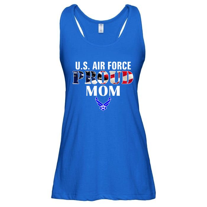 Us Proud Air Force Mom With American Flag Gift For Veteran Cool Gift Ladies Essential Flowy Tank