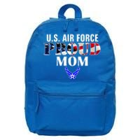 Us Proud Air Force Mom With American Flag Gift For Veteran Cool Gift 16 in Basic Backpack