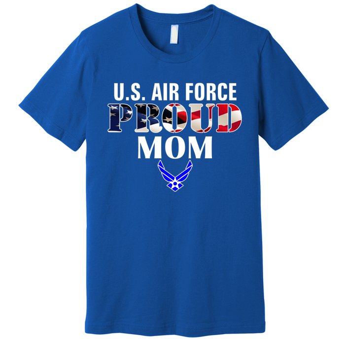 Us Proud Air Force Mom With American Flag Gift For Veteran Cool Gift Premium T-Shirt