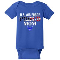 Us Proud Air Force Mom With American Flag Gift For Veteran Cool Gift Baby Bodysuit