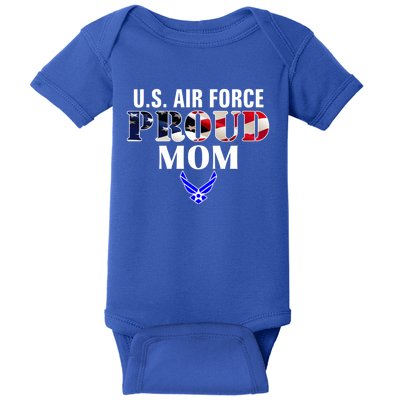 Us Proud Air Force Mom With American Flag Gift For Veteran Cool Gift Baby Bodysuit