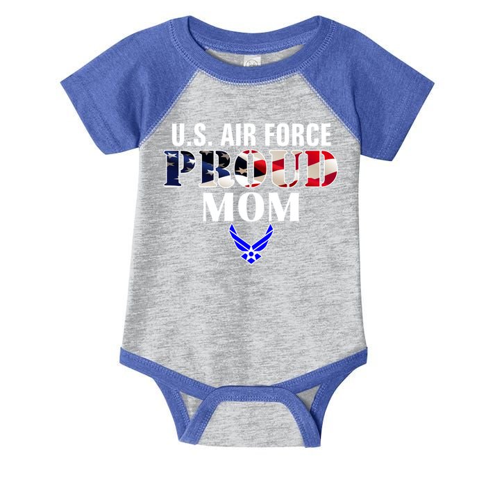 Us Proud Air Force Mom With American Flag Gift For Veteran Cool Gift Infant Baby Jersey Bodysuit