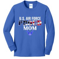 Us Proud Air Force Mom With American Flag Gift For Veteran Cool Gift Kids Long Sleeve Shirt