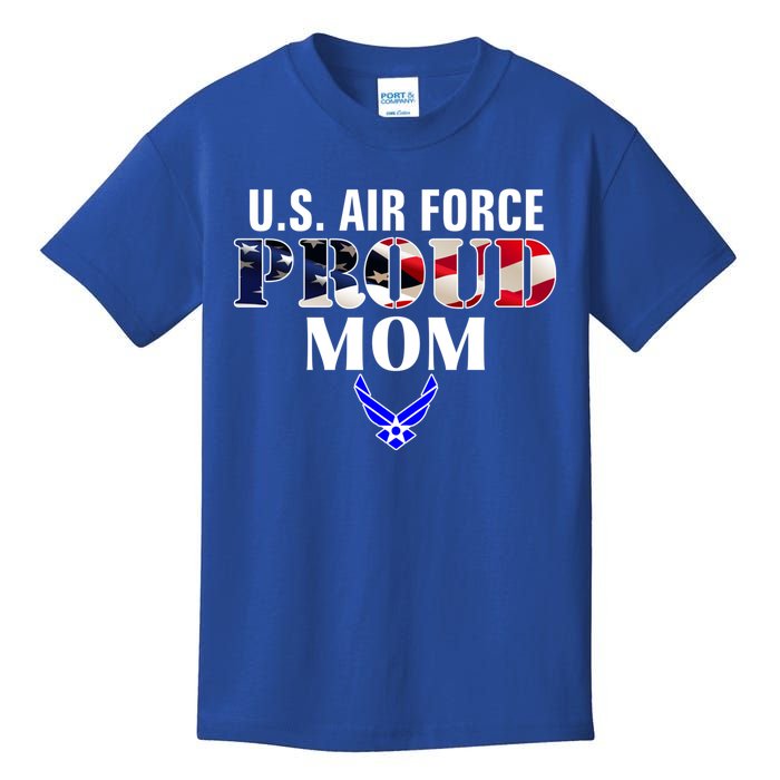 Us Proud Air Force Mom With American Flag Gift For Veteran Cool Gift Kids T-Shirt