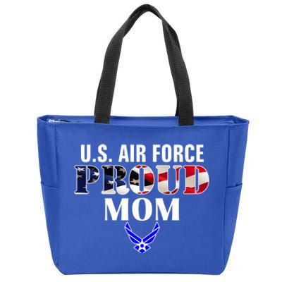 Us Proud Air Force Mom With American Flag Gift For Veteran Cool Gift Zip Tote Bag