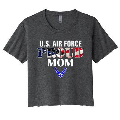 Us Proud Air Force Mom With American Flag Gift For Veteran Cool Gift Women's Crop Top Tee