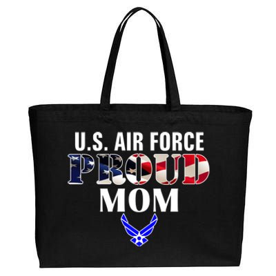 Us Proud Air Force Mom With American Flag Gift For Veteran Cool Gift Cotton Canvas Jumbo Tote