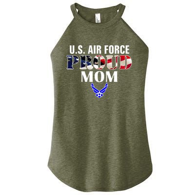 Us Proud Air Force Mom With American Flag Gift For Veteran Cool Gift Women's Perfect Tri Rocker Tank