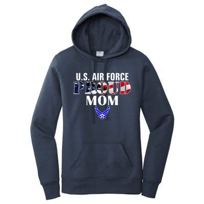 Us Proud Air Force Mom With American Flag Gift For Veteran Cool Gift Women's Pullover Hoodie