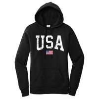 USA Patriotic American Flag Distressed Women's Pullover Hoodie