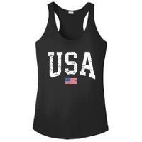 USA Patriotic American Flag Distressed Ladies PosiCharge Competitor Racerback Tank