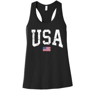 USA Patriotic American Flag Distressed Women's Racerback Tank