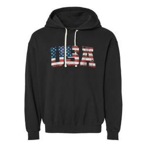 Usa Patriotic American Flag 4th Of July Garment-Dyed Fleece Hoodie