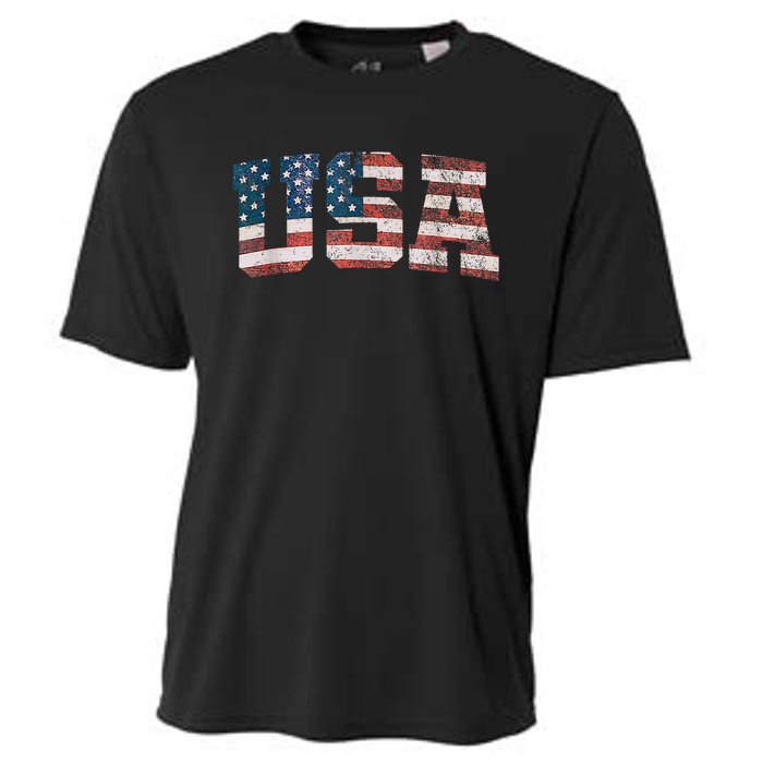 Usa Patriotic American Flag 4th Of July Cooling Performance Crew T-Shirt