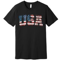 Usa Patriotic American Flag 4th Of July Premium T-Shirt