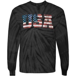 Usa Patriotic American Flag 4th Of July Tie-Dye Long Sleeve Shirt