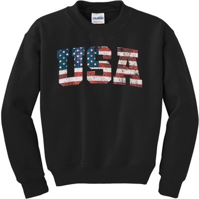 Usa Patriotic American Flag 4th Of July Kids Sweatshirt