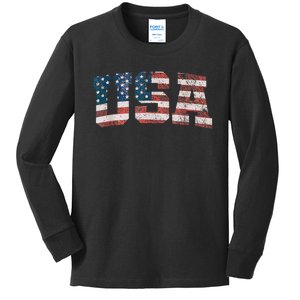 Usa Patriotic American Flag 4th Of July Kids Long Sleeve Shirt