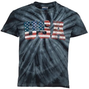 Usa Patriotic American Flag 4th Of July Kids Tie-Dye T-Shirt