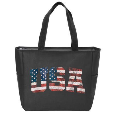 Usa Patriotic American Flag 4th Of July Zip Tote Bag