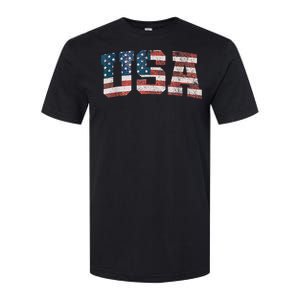 Usa Patriotic American Flag 4th Of July Softstyle CVC T-Shirt