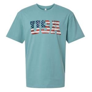 Usa Patriotic American Flag 4th Of July Sueded Cloud Jersey T-Shirt