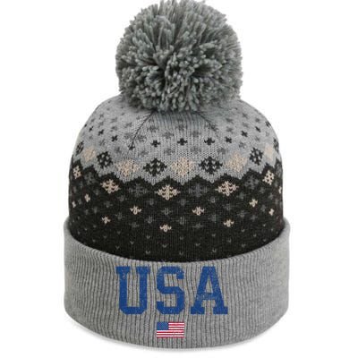 Usa Patriotic American Flag Distressed The Baniff Cuffed Pom Beanie