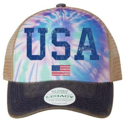 Usa Patriotic American Flag Distressed Legacy Tie Dye Trucker Hat