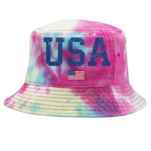 Usa Patriotic American Flag Distressed Tie-Dyed Bucket Hat