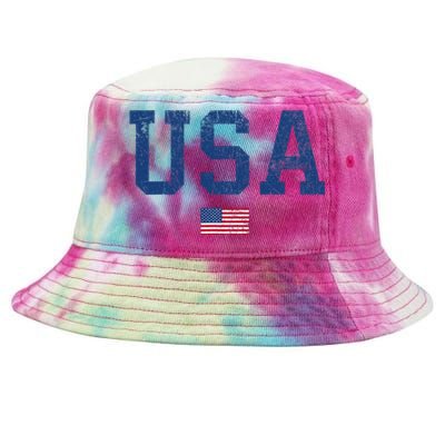 Usa Patriotic American Flag Distressed Tie-Dyed Bucket Hat