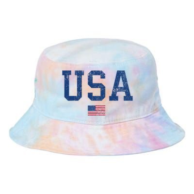 Usa Patriotic American Flag Distressed Tie Dye Newport Bucket Hat