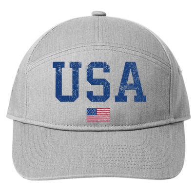 Usa Patriotic American Flag Distressed 7-Panel Snapback Hat