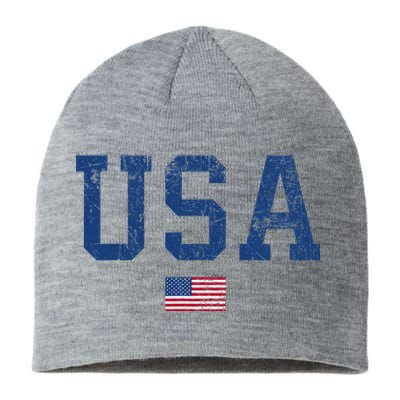 Usa Patriotic American Flag Distressed Sustainable Beanie